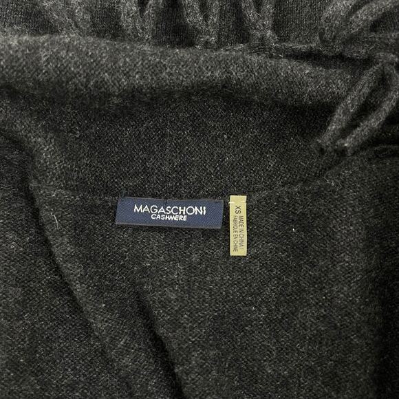 Magaschoni 100% Cashmere Fringe Trim Open Front Cardigan Gray Size XS - Picture 8 of 8